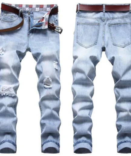 Men Straight Ripped Jeans